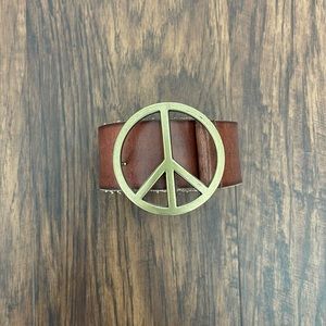 Mossimo Brown Genuine Leather Peace Sign Belt